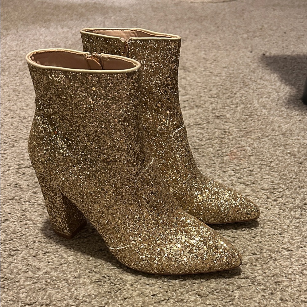 Gold Glitter Ankle Boots